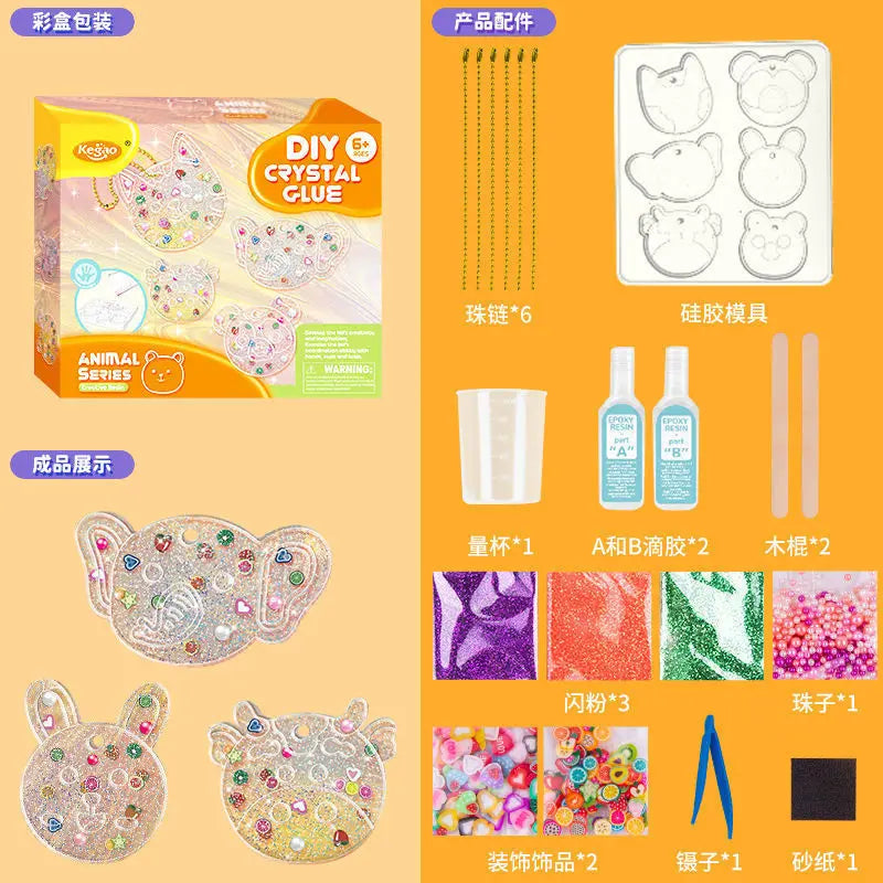 Kids DIY Crystal Glue Key chain Art Craft Set for Girls birthday Gift