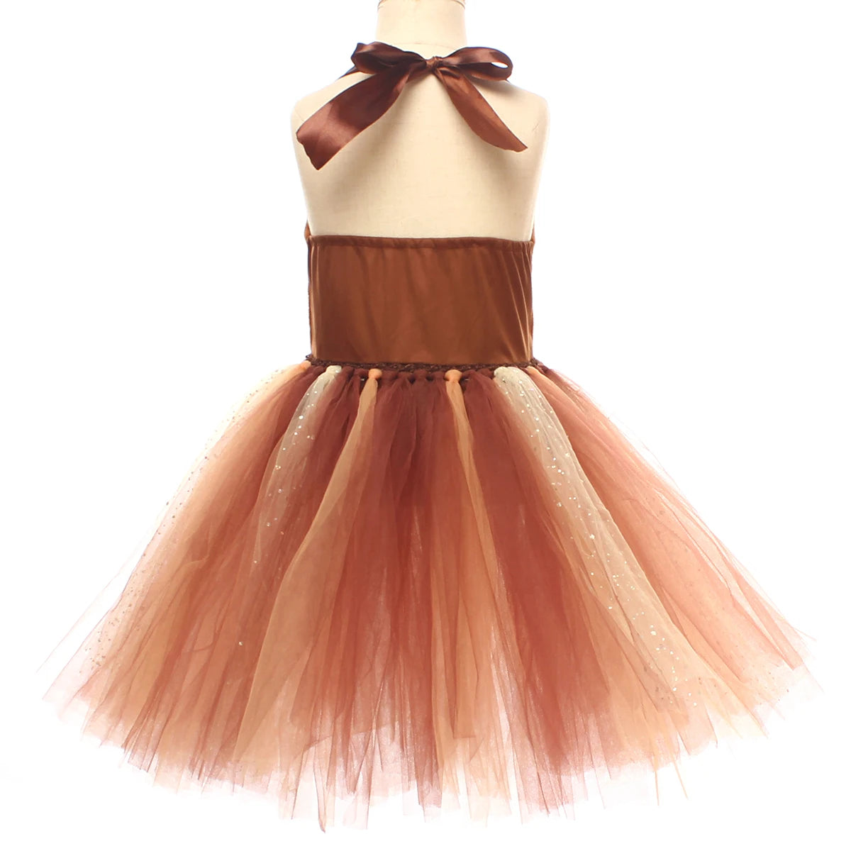 Sparkly Brown Monkey Costumes for Baby Girls Forest Tutu Dress Kids Animal Halloween Outfits Children Birthday Carnival Clothes