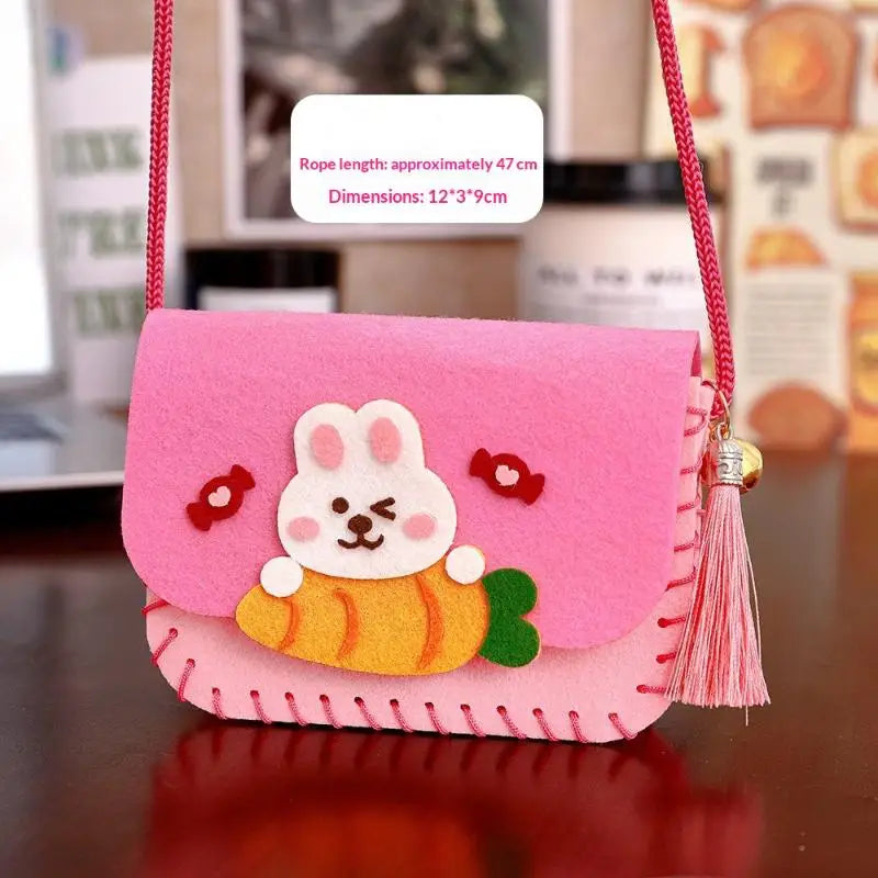 Felt Bag Crafting Kit for Kids DIY Art Sewing Toy Crossbody Bag Kindergarten Creativity Handwork Set