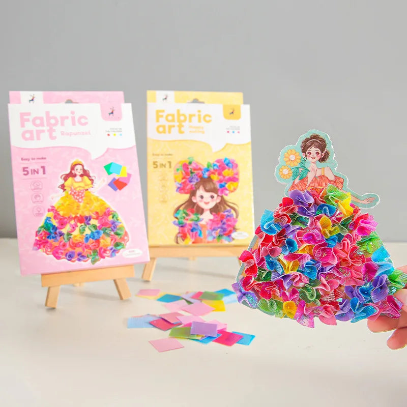 Poke-in Art Crafts Kit for Kids Puzzle Fabric Puncture Painting Magical Princesses Cute Animal DIY Poking Drawing Dress Up Board