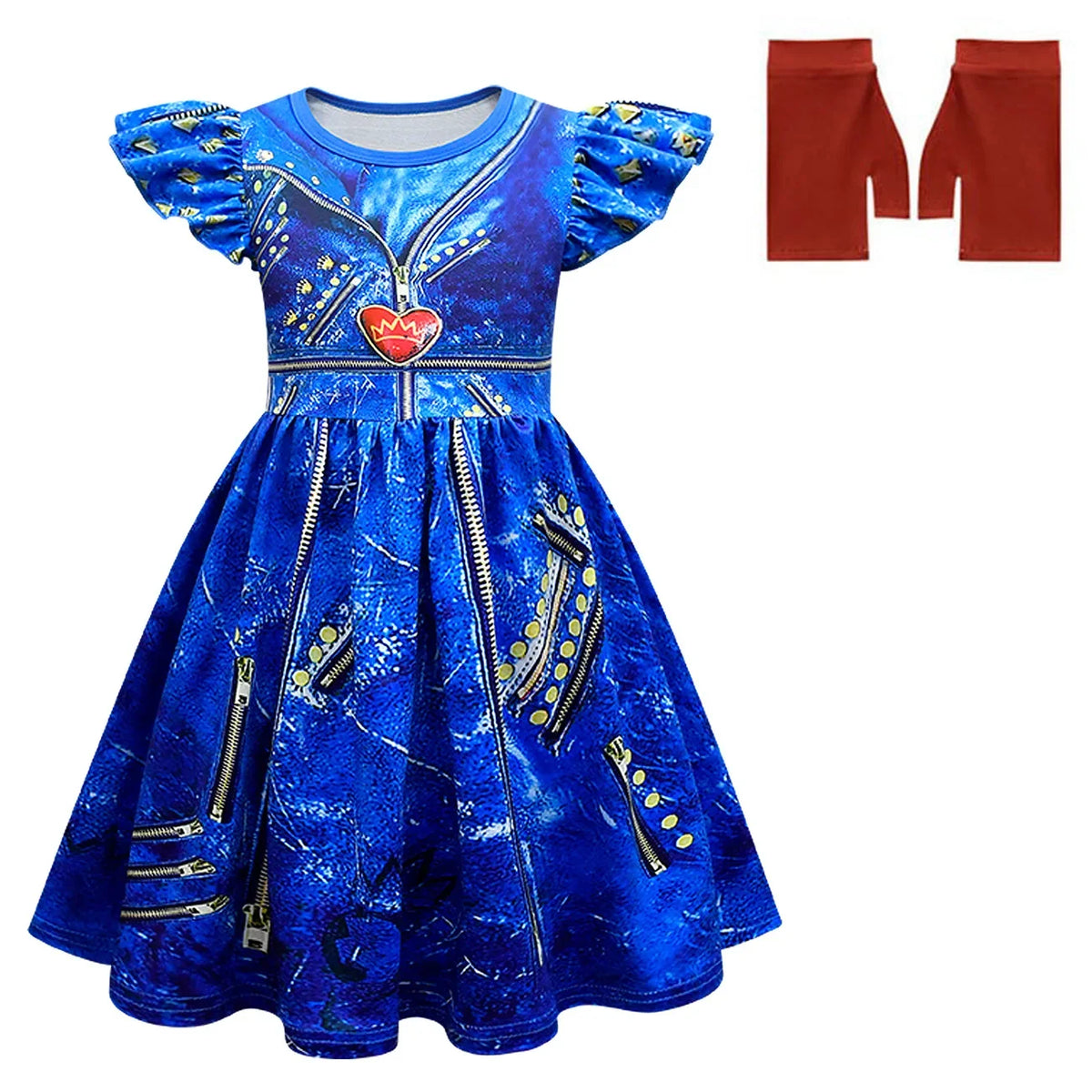 Descendants 3 Mal Costumes for Girls Evie Cosplay Costume Children Summer Short Dresses Girls Halloween Birthday Party Dress Up