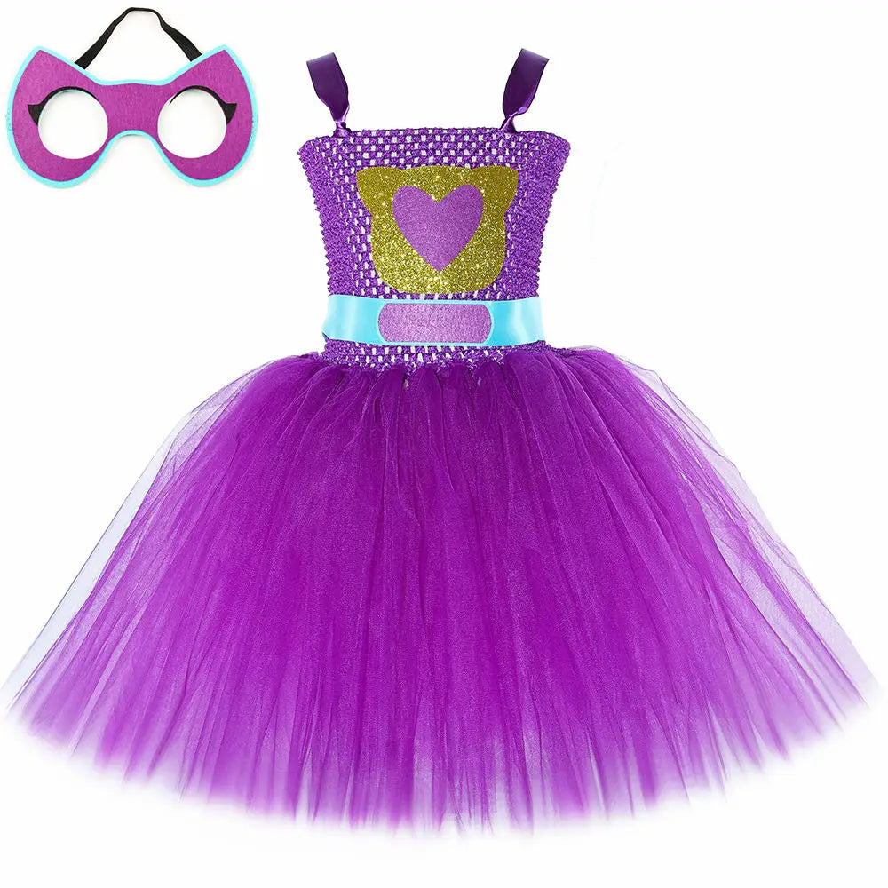 Girls Super Kitties Tutu Dress Costume Kids Halloween Cartoon Cat Costumes Girl Carnival Party Perform Princess Dress Up Clothes