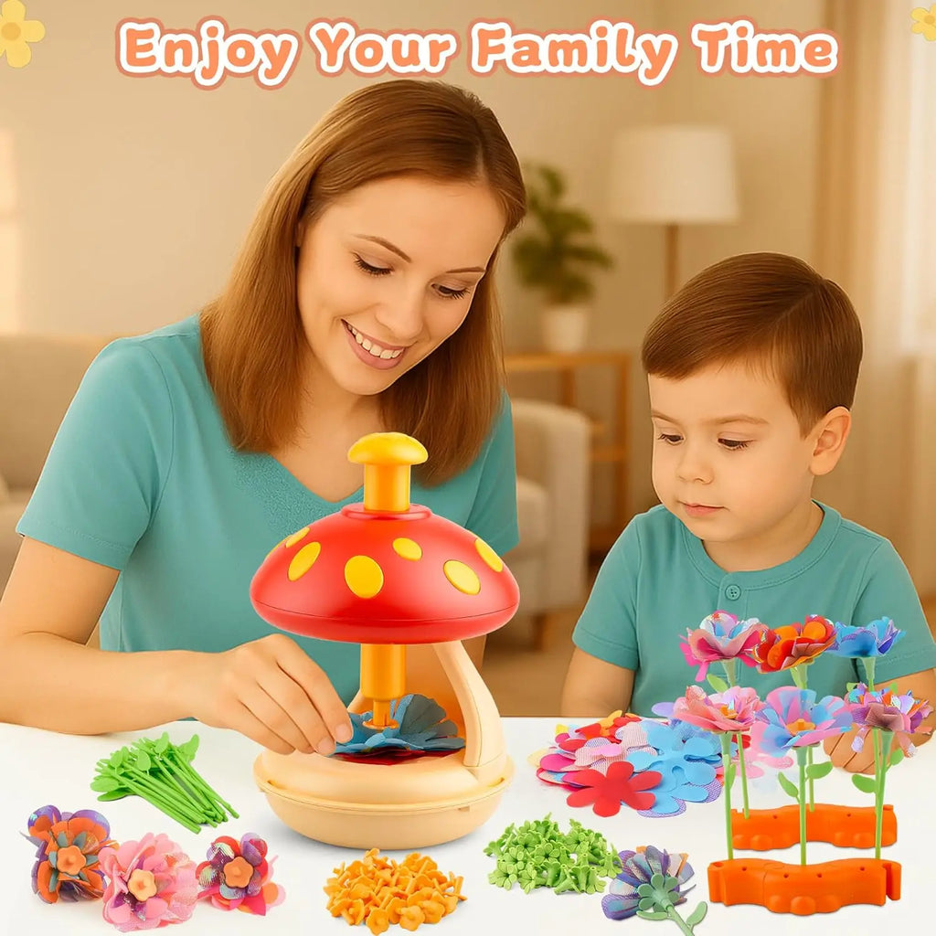Fabric Flower Bouquets Craft Kit, Press-to-Create Flower Maker, DIY Arts Crafts for Kids Ages 4+, Girls Christmas Birthday Gift