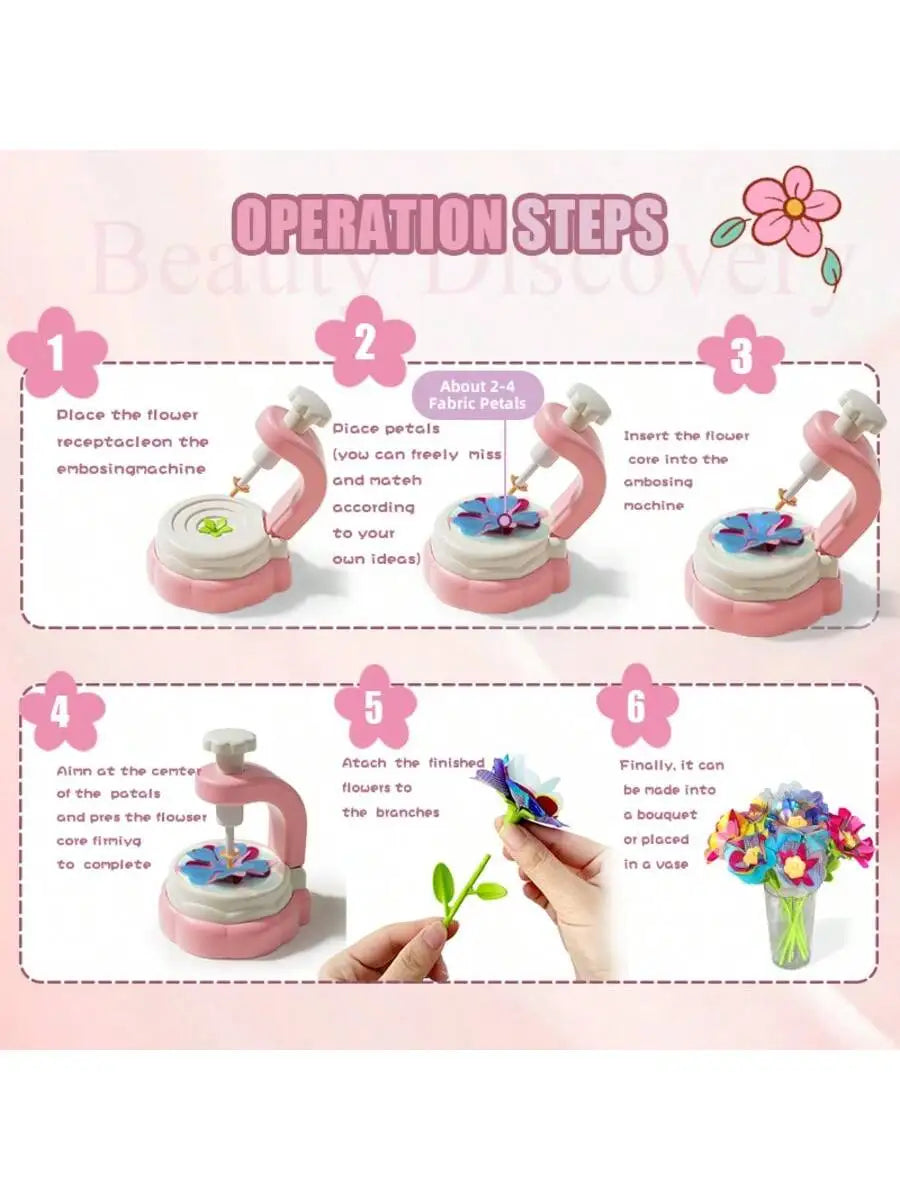 Kids Flower Craft Kit with Press Machine Art Craft Toys for Children Gift