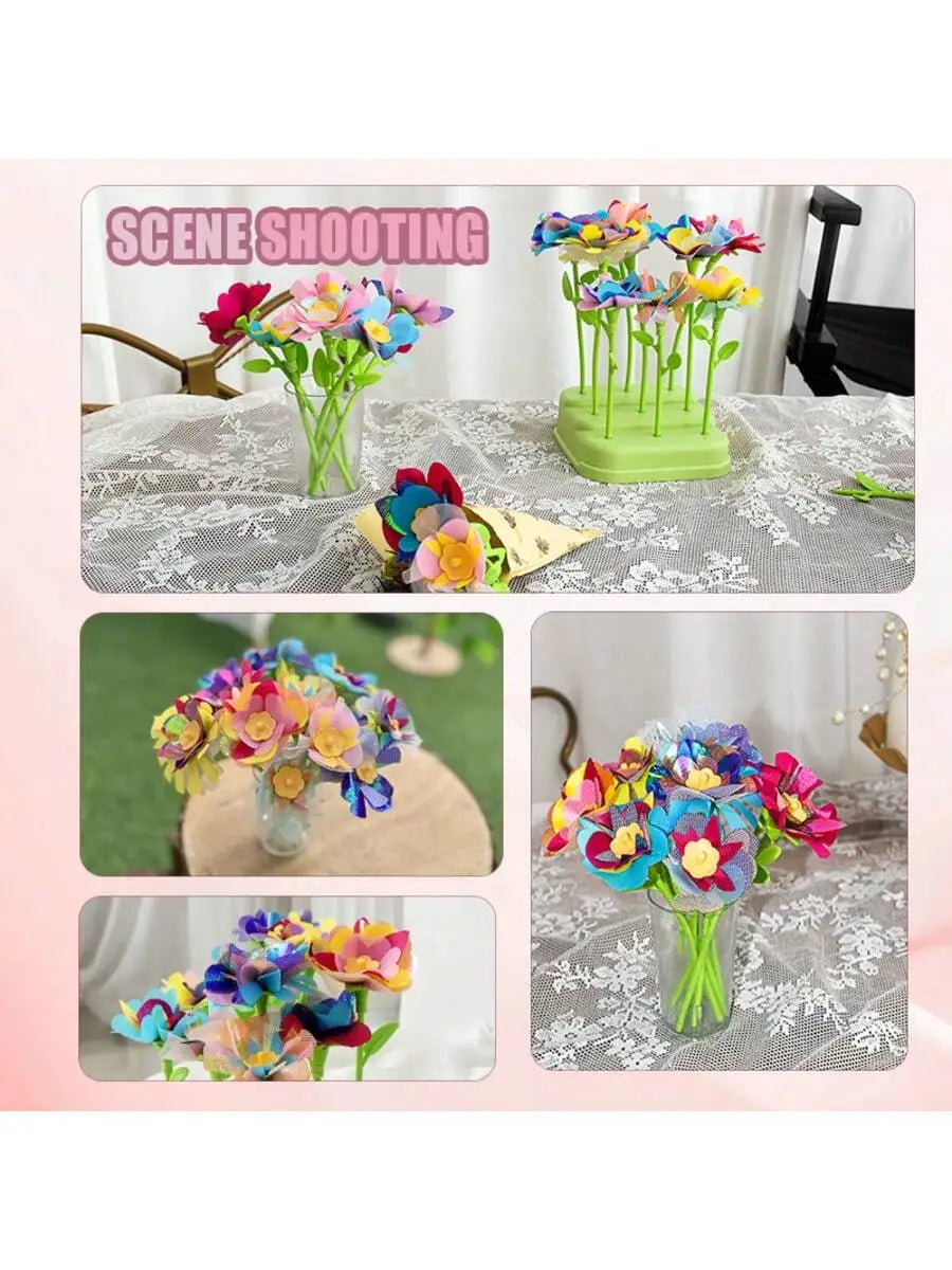 Kids Flower Craft Kit with Press Machine Art Craft Toys for Children Gift