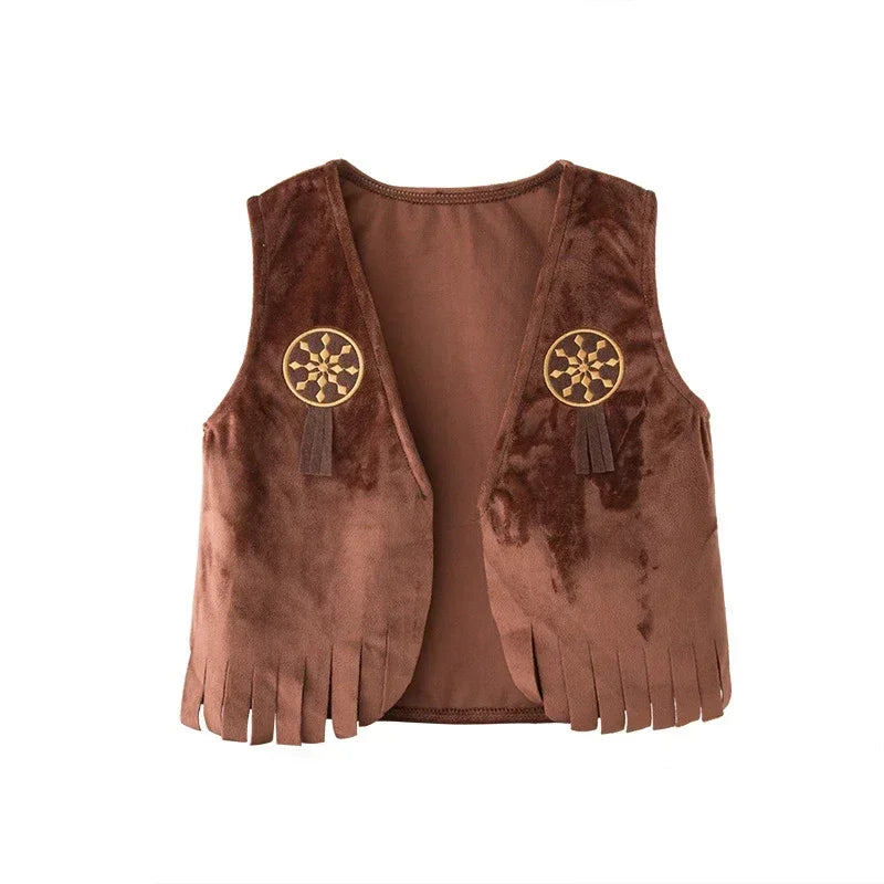 Kid Boys Cowboy Costume Children Western Cowboy Costumes Purim Cosplay Halloween Event Dress Up Party Stage Performance Outfits