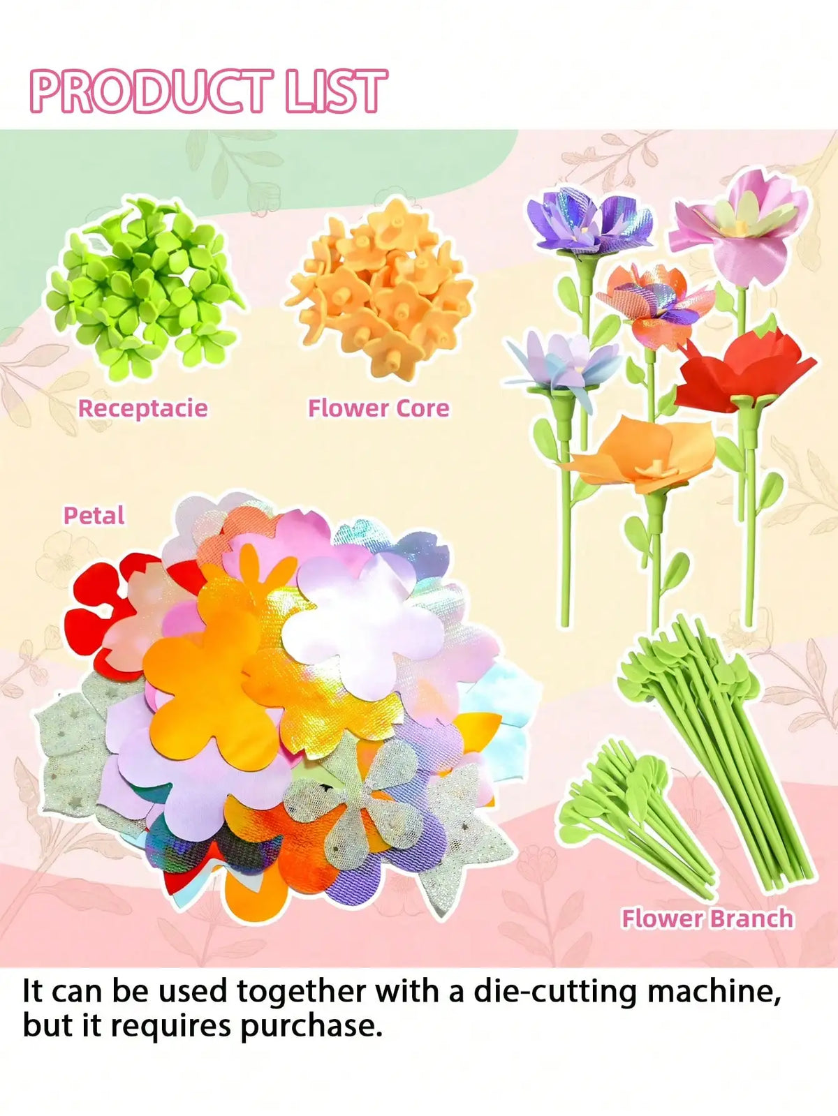 Kids Flower Craft Kit with Press Machine Art Craft Toys for Children Gift