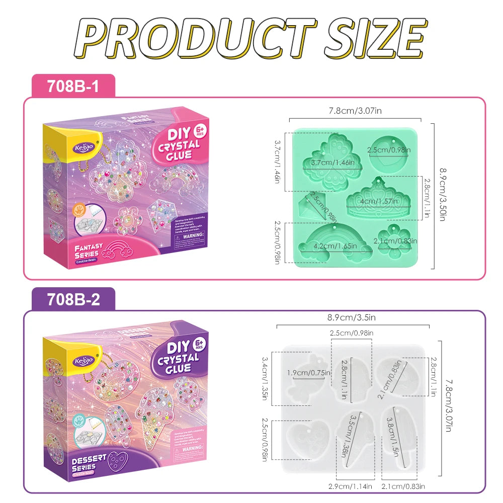 Kids DIY Crystal Glue Key chain Art Craft Set for Girls birthday Gift