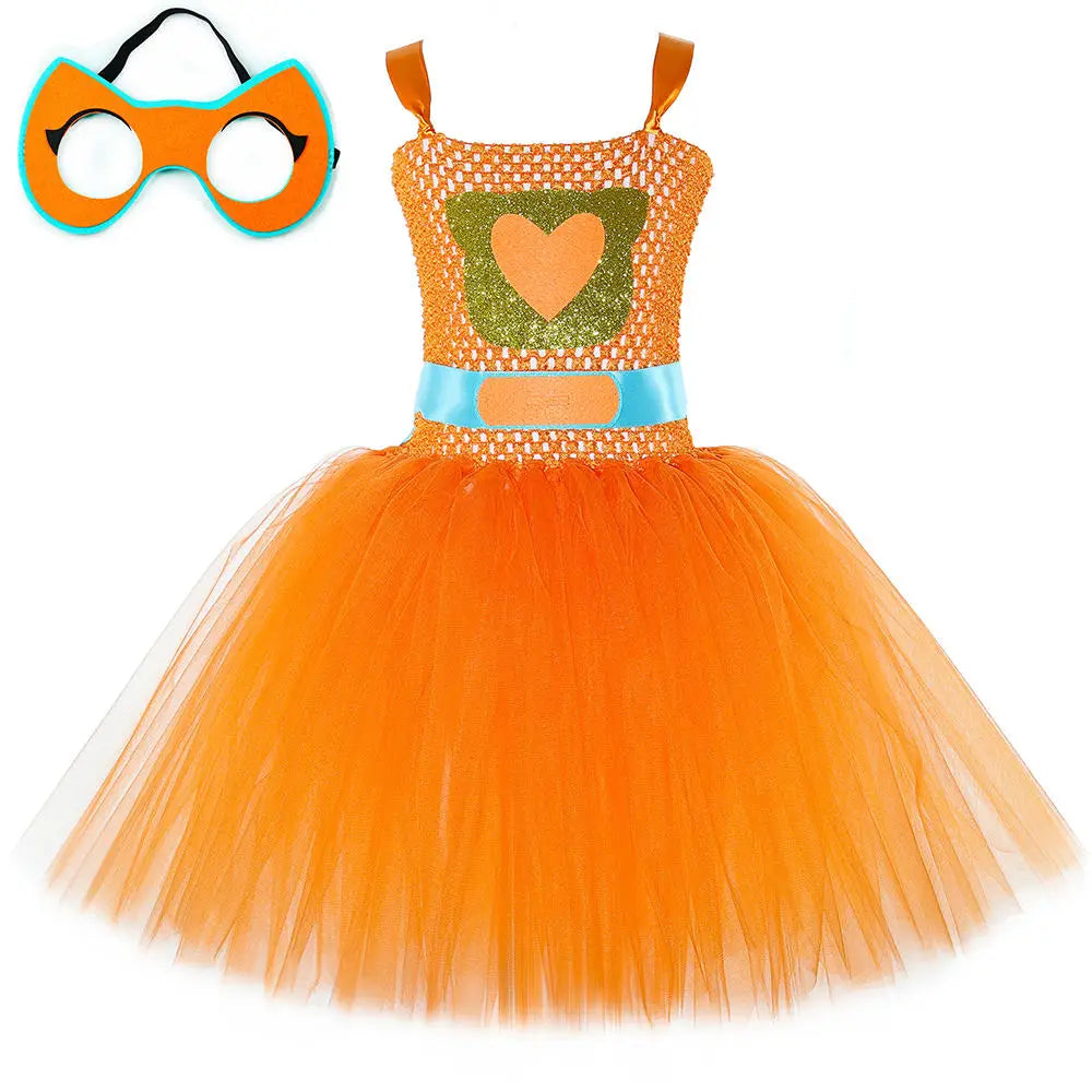 Girls Super Kitties Tutu Dress Costume Kids Halloween Cartoon Cat Costumes Girl Carnival Party Perform Princess Dress Up Clothes