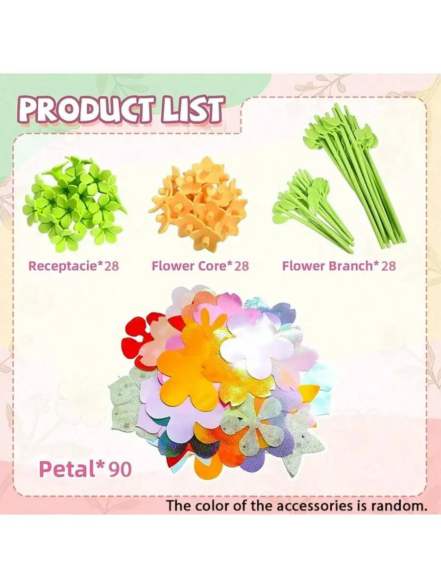 Kids Flower Craft Kit with Press Machine Art Craft Toys for Children Gift